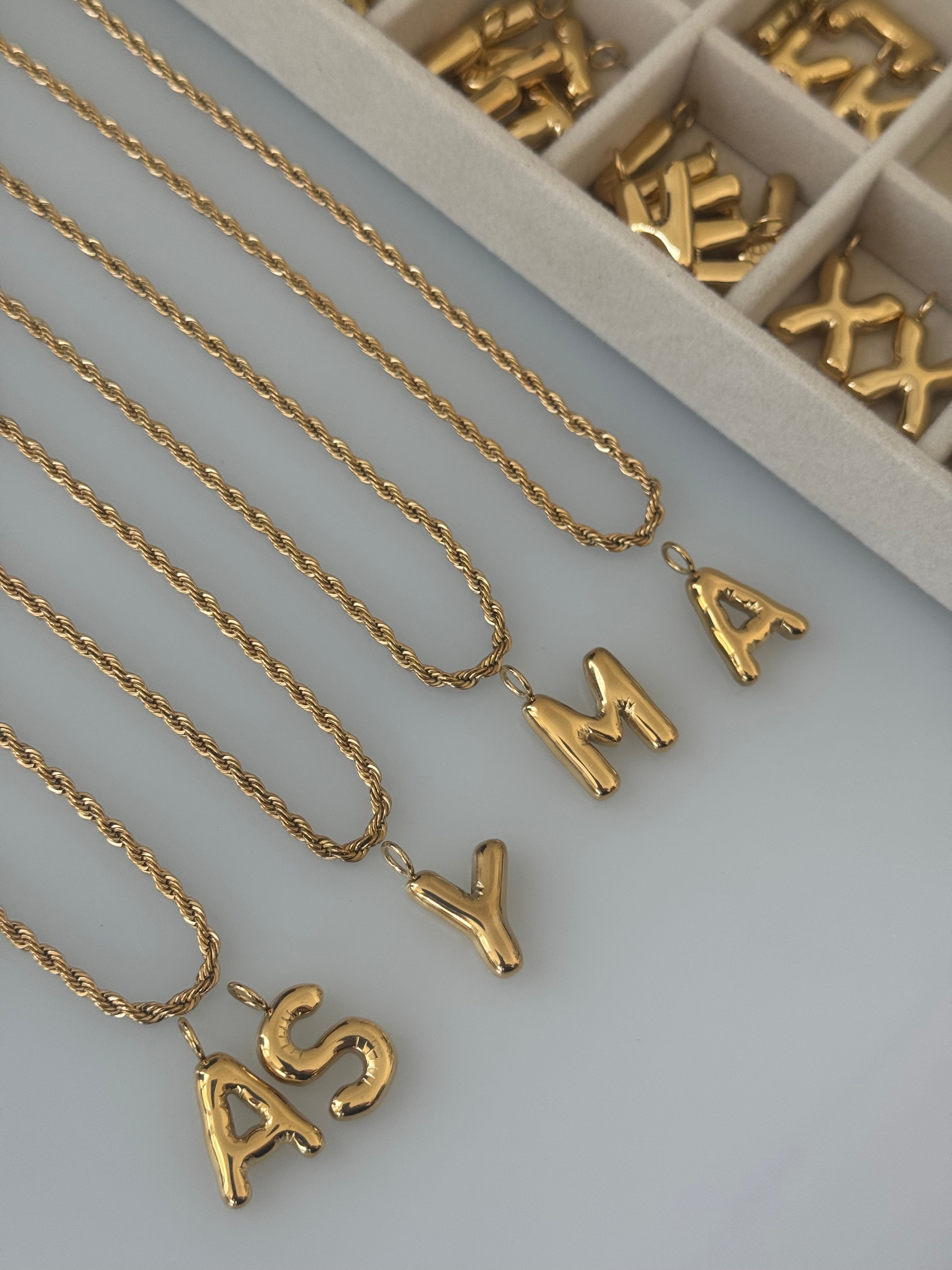 Make Your Own (1) Bubbles Initial Necklace