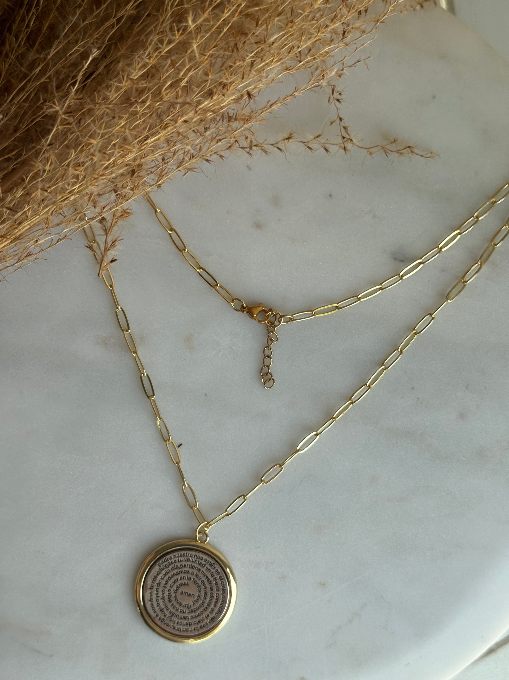 Padre Nuestro Two Tone Necklace