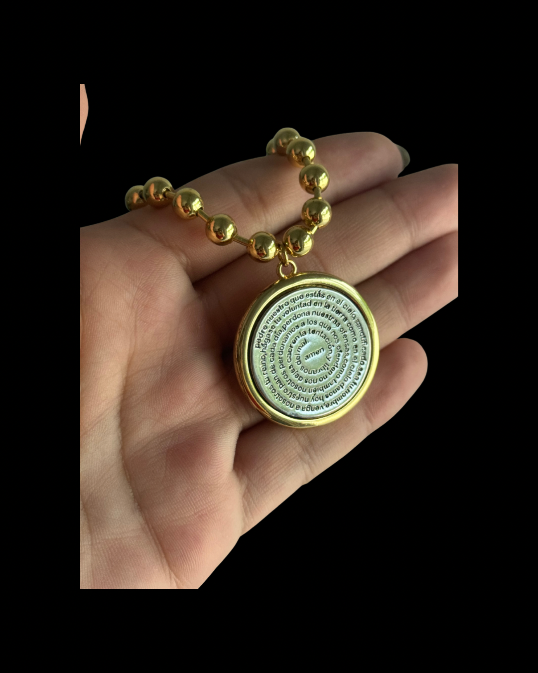 Padre Nuestro Two Tone Necklace