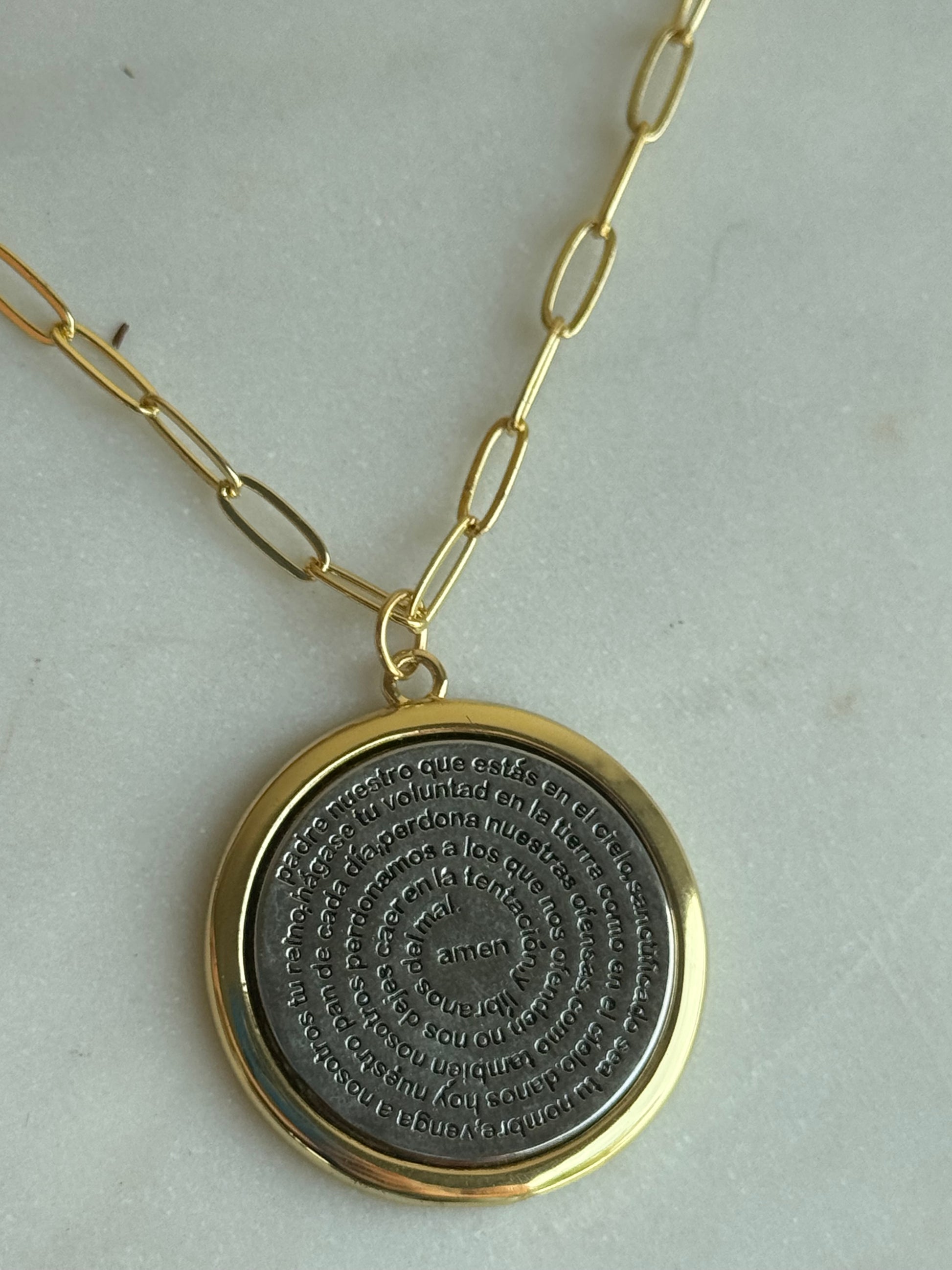 Padre Nuestro Two Tone Necklace