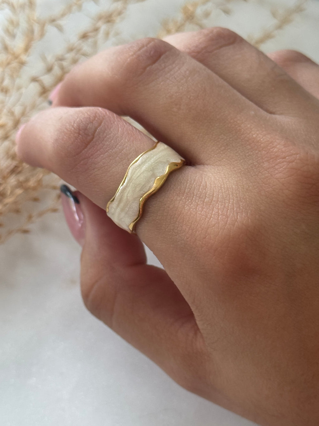 Cynthia White Golden Ring