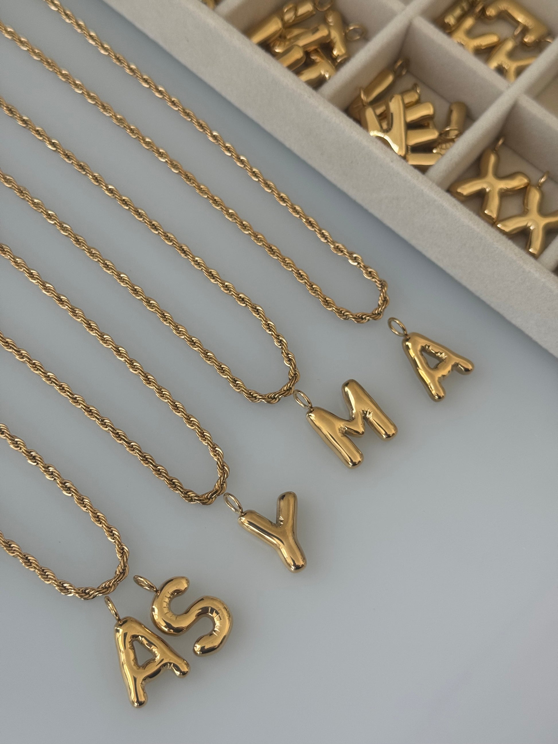 Make Your Own (1) Bubbles Initial Necklace